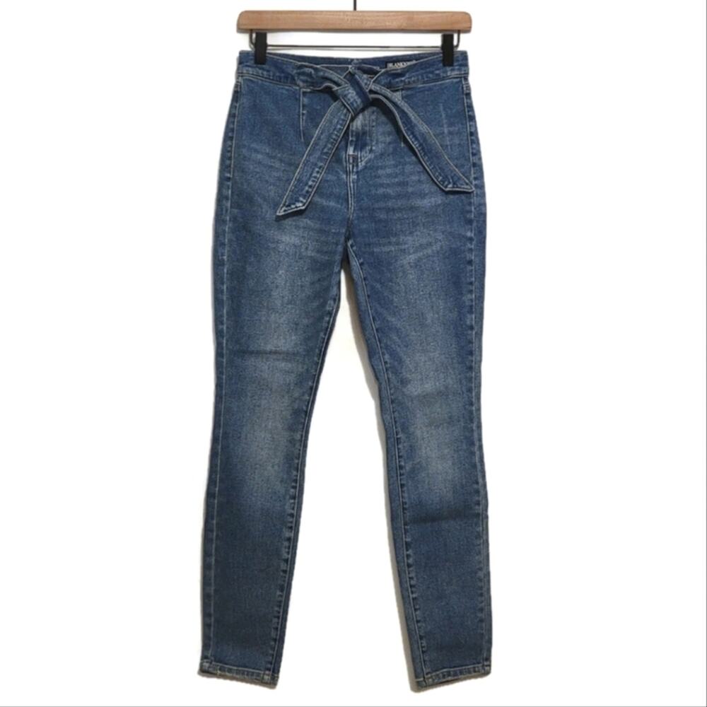 BLANKNYC The Great Jones High Rise Tie Waist Skinny Blue Denim Jean Size 26 - Picture 2 of 12